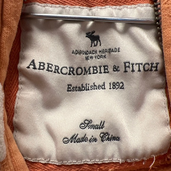 Abercrombie & Fitch Women’s Long Sleeve Full Zip Hooded Sweatshirt Size S Orange - Picture 2 of 6